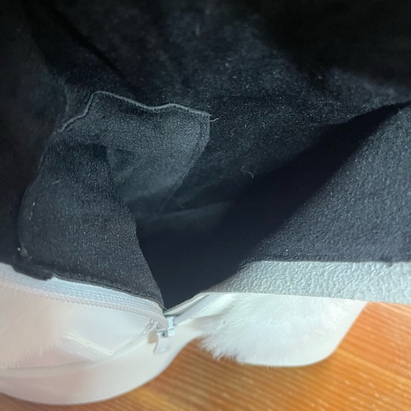 White Faux Fur Platform Boots EU 40 US 9.5 - 10 Chunky Heel Side Zipper Rave - Picture 10 of 12